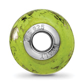 Sterling Silver 925 Ceramic Bead with Platinum Foil Accent, Elegant and Solid Design